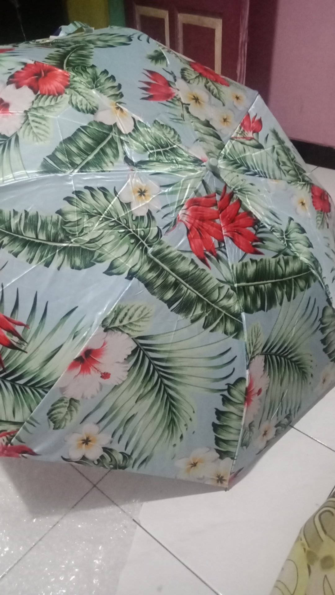 Payung Lipat 2 Satin Motif Bunga Cute (free Bubble Wrap)