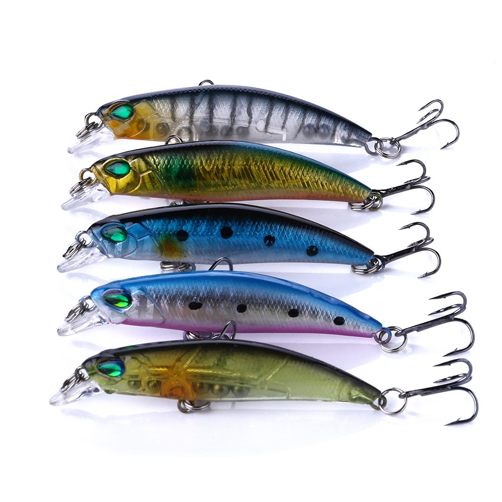 HENGJIA 100PCS Minnow Umpan Pancing 7cm 4.3g Artificial Hard Bait Wobbler Swimbait Fishing Tackle