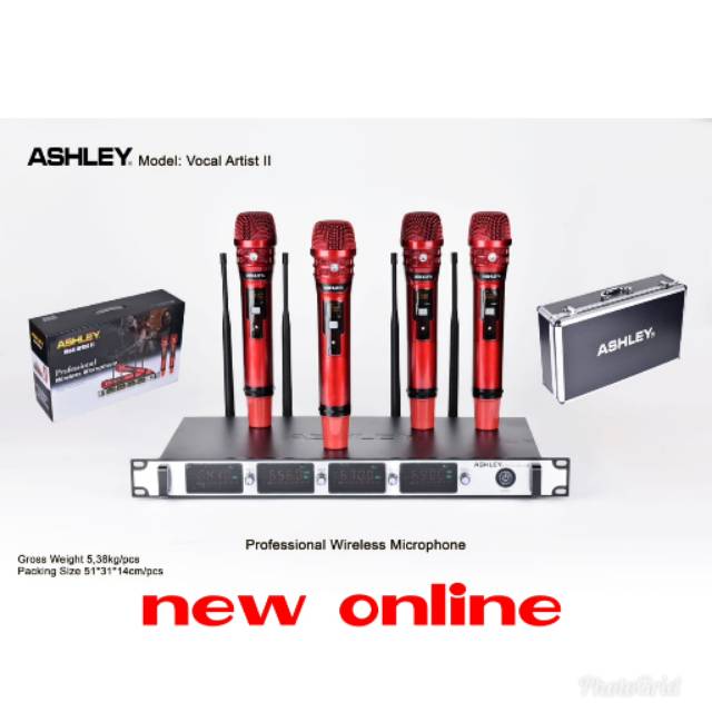 Mic wireless Ashley vocal artis ll 4 mic pegang original Ashley