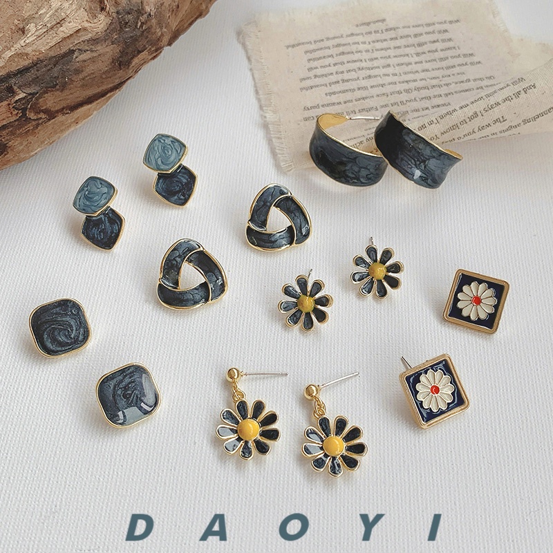 Anting Tusuk Bunga Korea925 Perak Anting Retro2023Fashion Baru Wanita Aksesoris Perhiasan