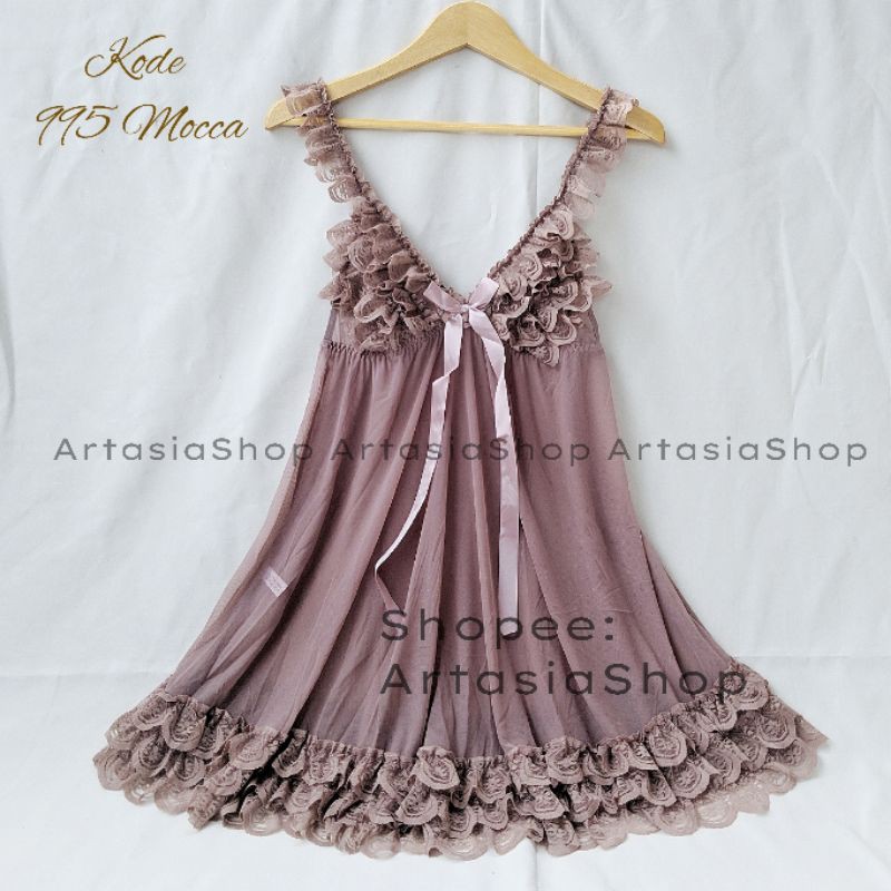 Lingerie Premium XXL XL L Baju Tidur Transparan Seksi Bigsize Transparan Warna Hitam Hot Jumbo 955