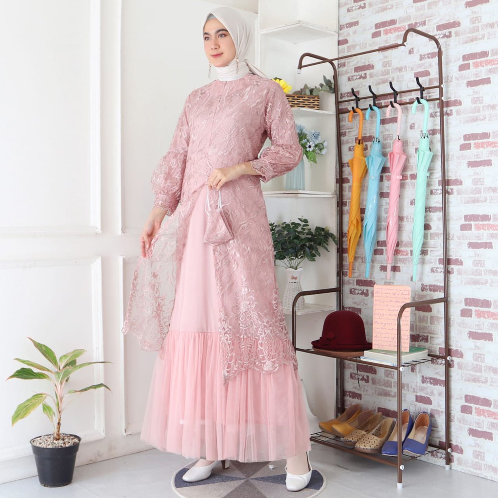 LONG GAMIS TULLE MUTIARA BORDIR / PROMO LONG GAMIS TULLE BORDIR / GAMIS BUSUI