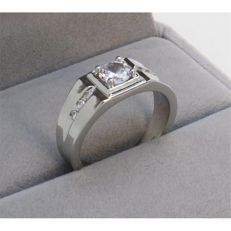 Cincin Pria Wanita Perak Couple Ring Pertunangan Pernikahan Berlian Cubic Zirconia