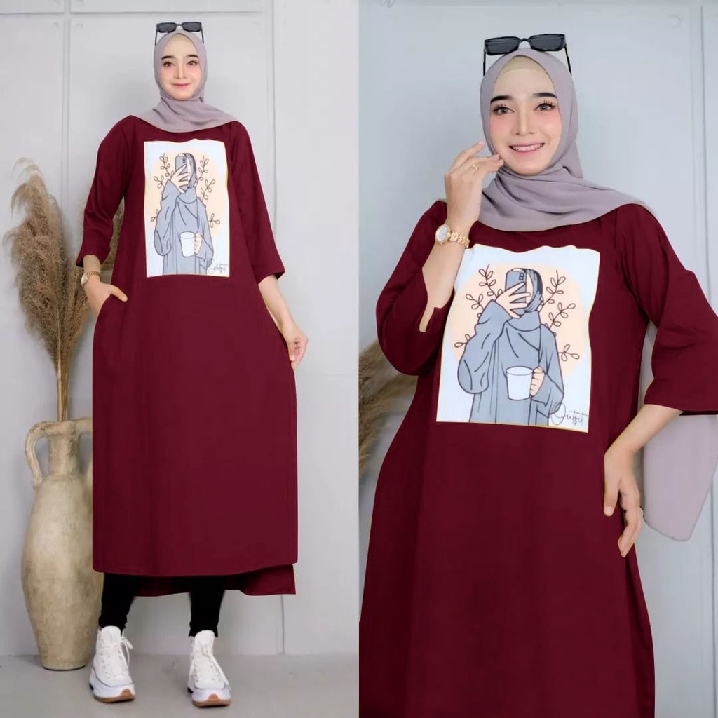 PCS DRESS ADORA MIDI FASHION BUSANA WANITA GAMIS MAXI BAHAN BABYTERRY MS