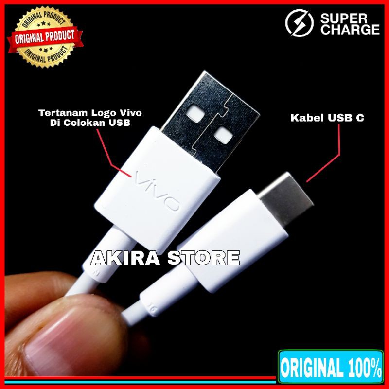 Kabel Data Vivo X30 X30 Pro Z1x Original 100% Super Charge USB Type C