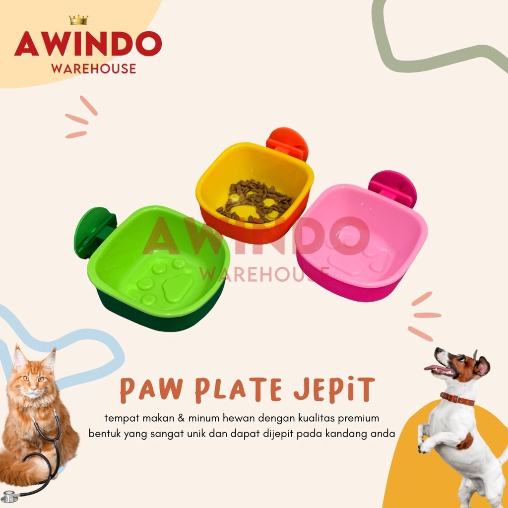 PLATE 10 PAW - Paw Jepit Tempat Piring Pakan Minum Makan Kucing Anjing Kelinci Hamster