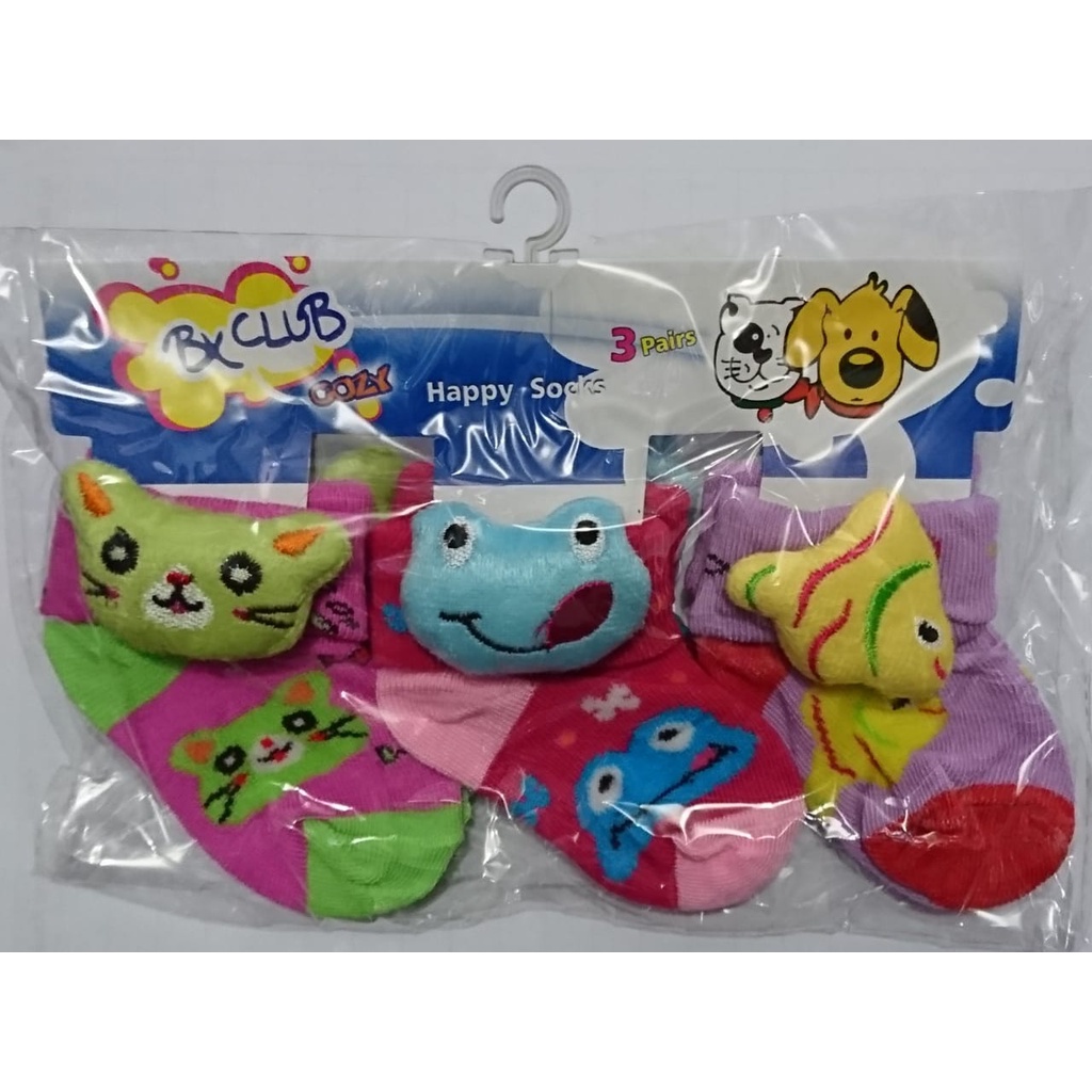 [3 Pasang] Kaos Kaki Boneka Bayi Usia 0 - 9 Bln