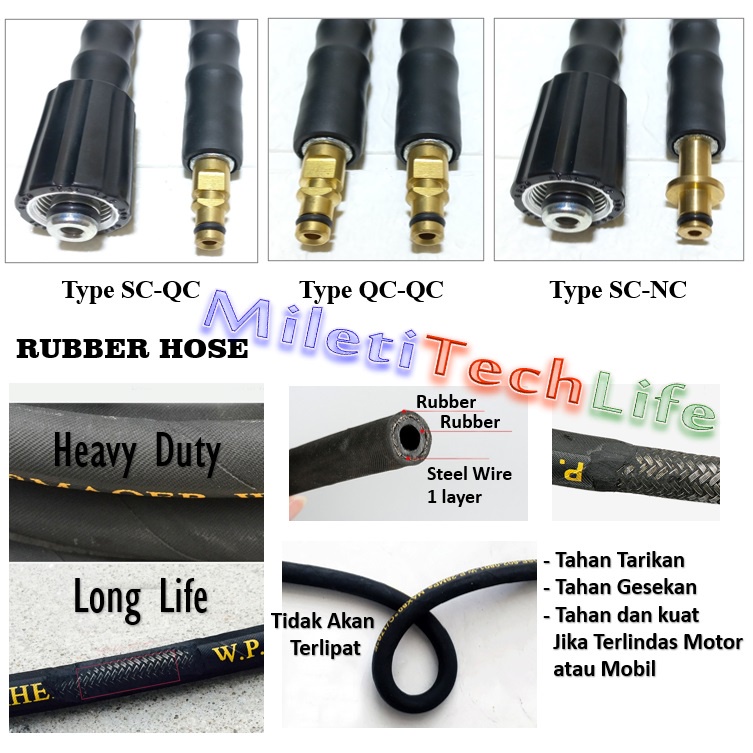 Selang Karcher K1 K2 K3 K4 K5 Rubber 10meter Jet Cleaner High Pressure Hose K Series 10m 10 meter