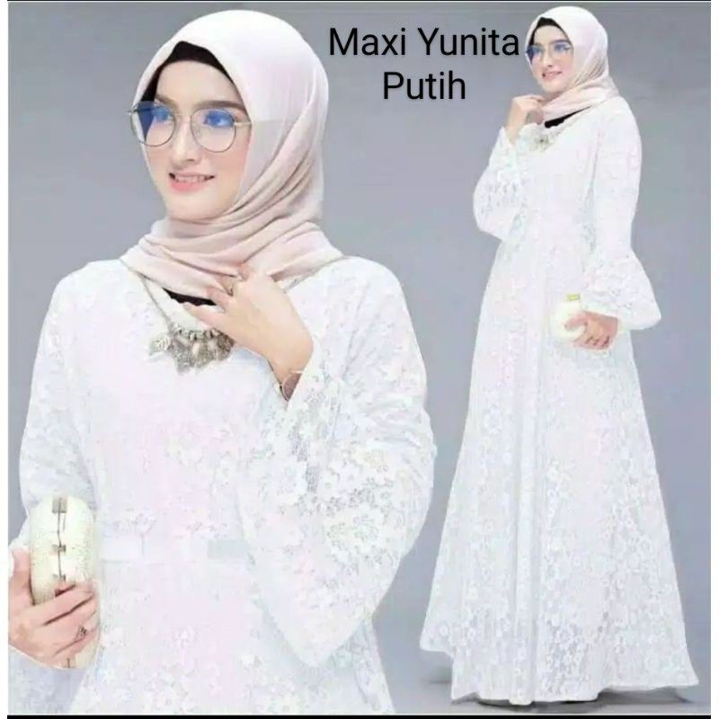 MAXI YUNITA FULL BRUKAT GAMIS BUSANA / GAMIS PESTA