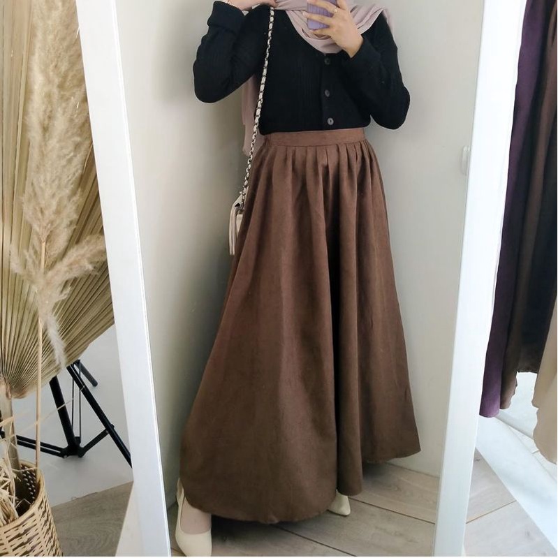 ALEEYA Rok Suede Rempel Panjang/ Aurelia Maxi Skirt Suede (2117)