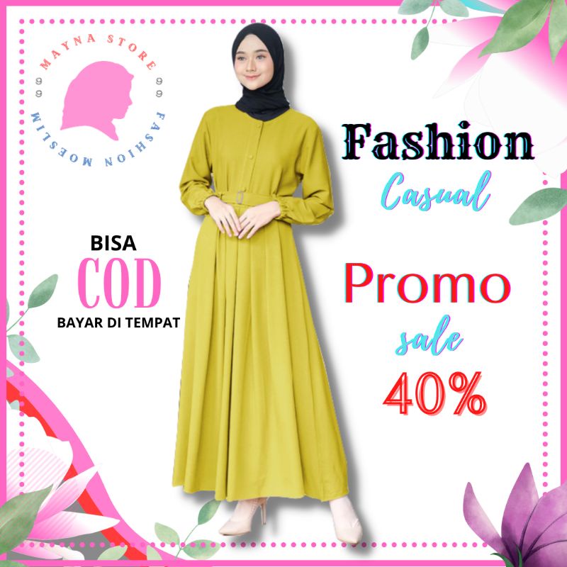FASHION WANITA GAMIS REMAJA MODERN SIMPLE TRENDY BAJU MUSLIM LONG MAXI DRESS BUSUI FRIENDLY PAKAIAN 