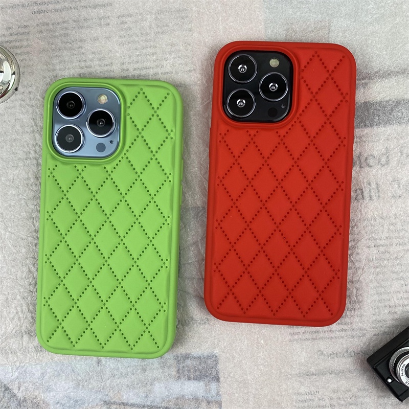 Soft Case Silikon Motif Belah Ketupat Merah Untuk IPhone X XR XS MAX 11 12 13 Pro MAX