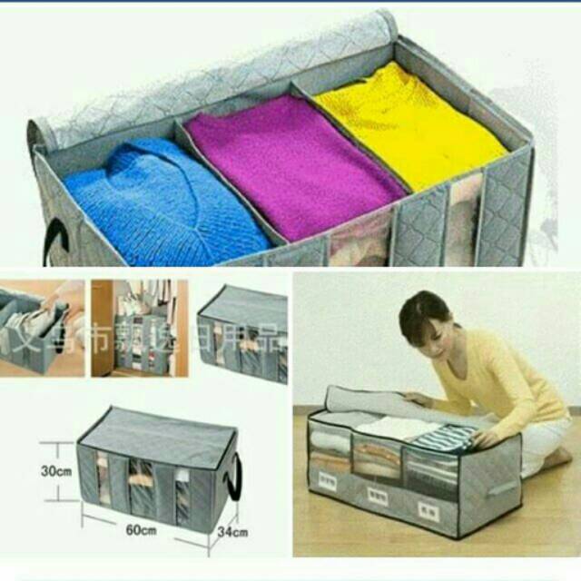 STORAGE BAG SELIMUT BAJU LIPAT / FOLDABLE BOX  CLOTH ORGANIZER / ORGANIZER BAJU 3 SEKAT