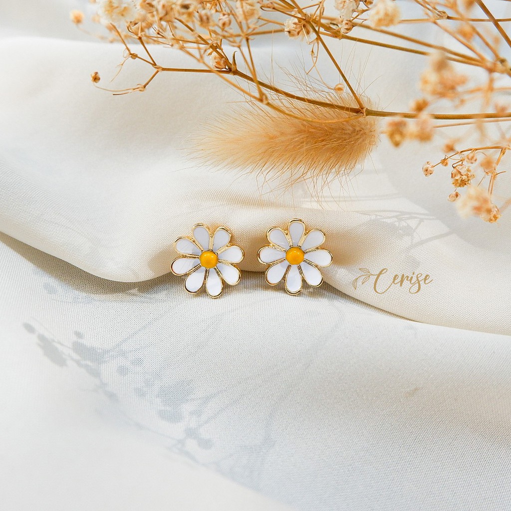 Aster earrings | Anting jepit korea bunga daisy cantik aksesoris wanita korean style trendy stylish