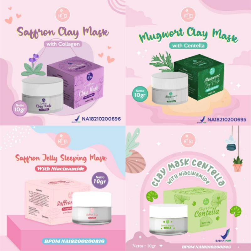 Hiel Beauty | Sleeping mask saffron | claymask saffron | claymask mugwort | sleeping mask mugwort | 