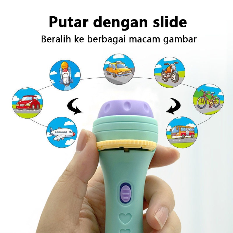 Mainan Anak Senter Proyektor/Fun Flashlight/Mainan Proyektor Gambar/Mainan Edukasi/C 214