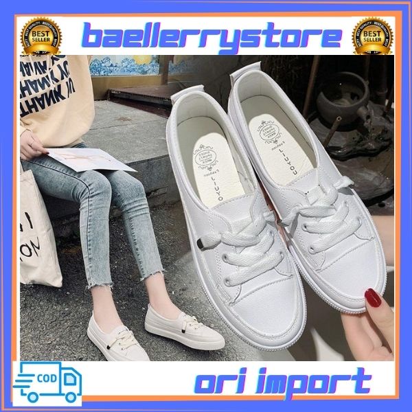 BL /  Sepatu Sneakers Kanvas Wanita Original warna Putih / Beige 229