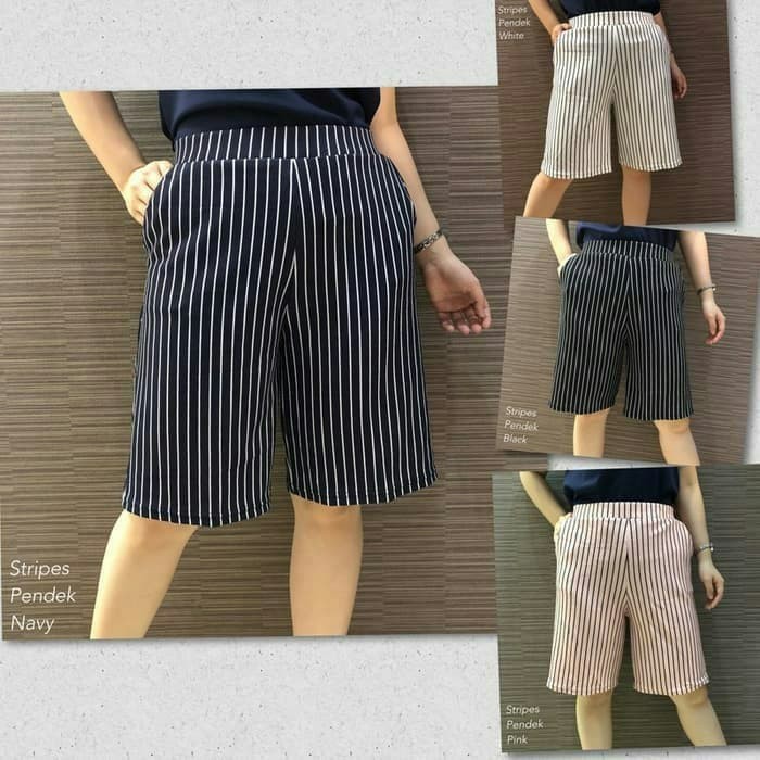 CELANA PENDEK JUMBO 3/4 &amp; 7/8 - Kulot Salur Pendek Wanita Murah Crepe Milano