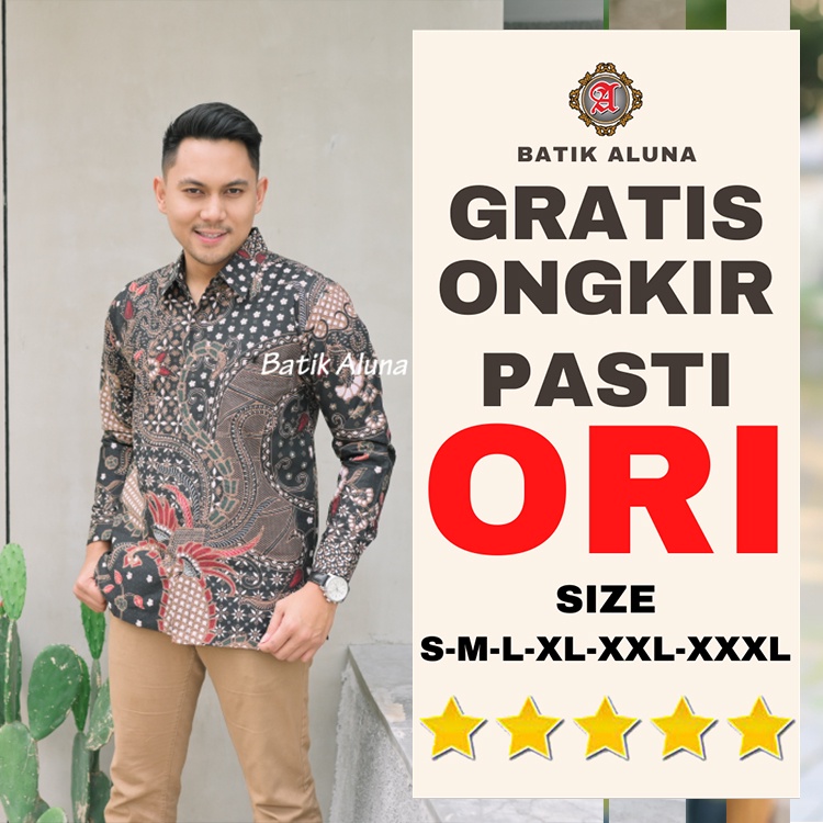 Batik Mewah Pria Lengan Panjang Lapis Furing Ukuran Jumbo XXXL Baju Kemeja Batik Pria Lengan Panjang