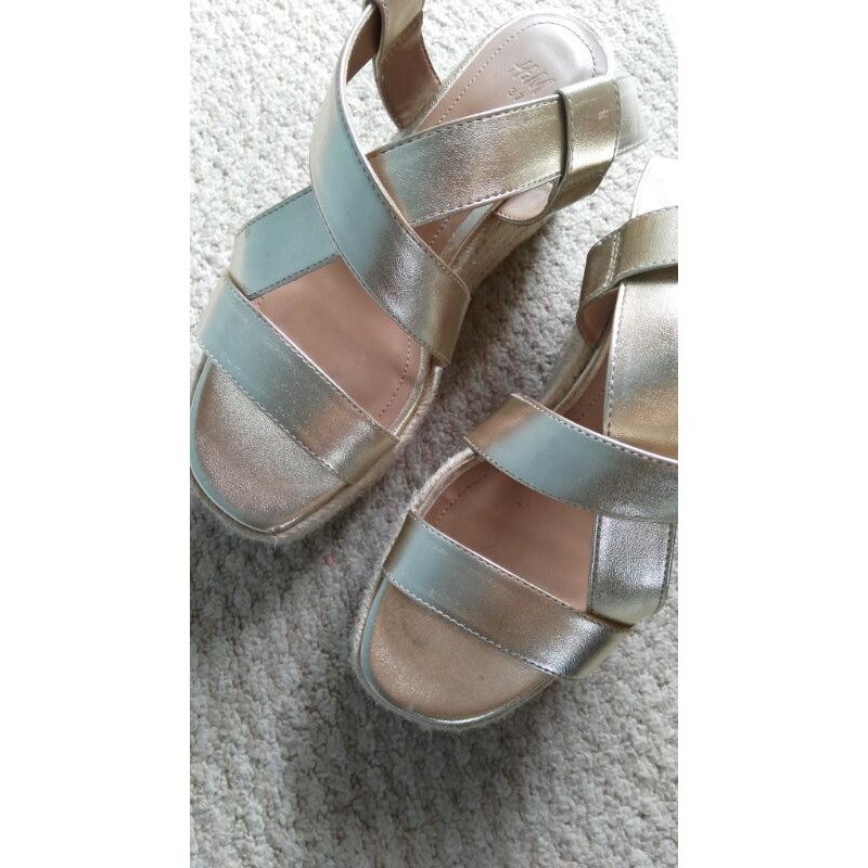 H&M Wedges Gold Strappy Sandals