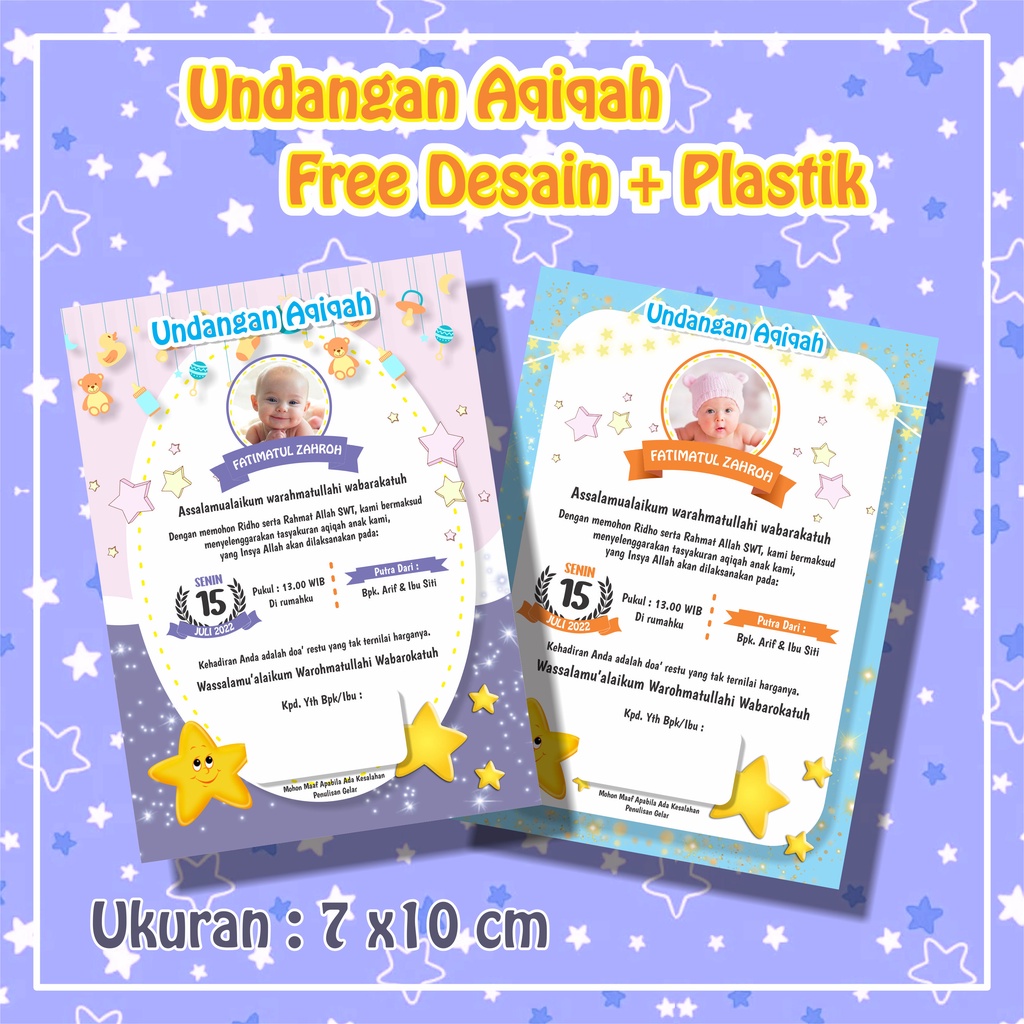 UNDANGAN TASYAKURAN AQIQAH FREE DESAIN + PLASTIK.