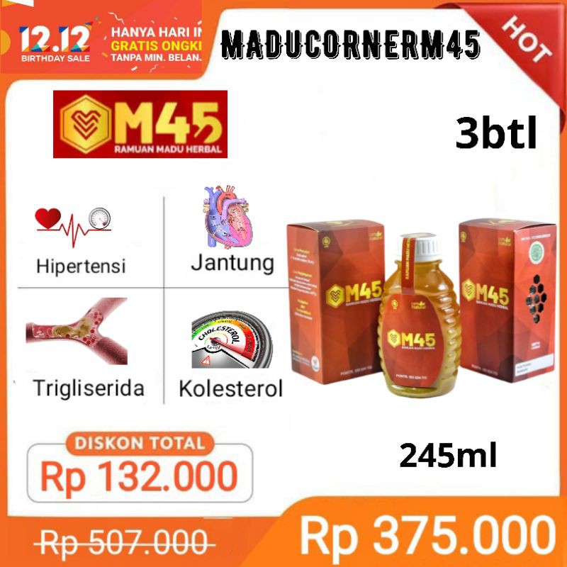 

M45 Ramuan Herbal Trigliserida darah tinggi 245ml Bawang tungga Lemon jahe cuka apel