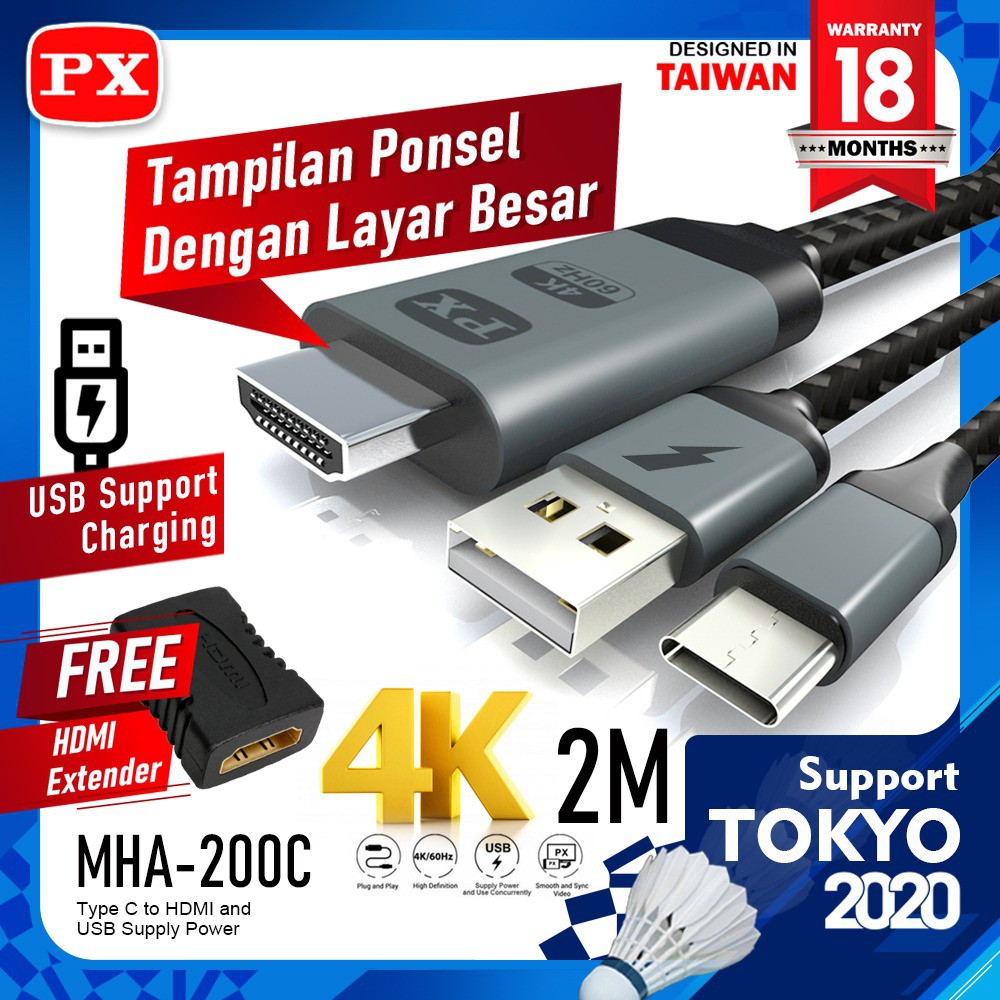 Type C USB Smartphone ke TV HDMI Kabel Converter PX MHA