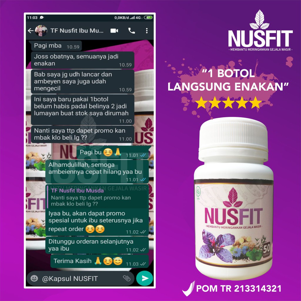 OBAT WASIR &amp; AMBEIEN TERAMPUH NUSFIT !!! ATASI BENJOLAN / HERBAL AMAN &amp; SUDAH BERSTANDAR BPOM