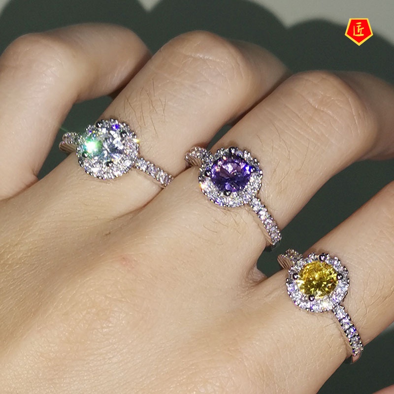 [Ready Stock]Personalized Simple Colored Gems Amethyst Ring