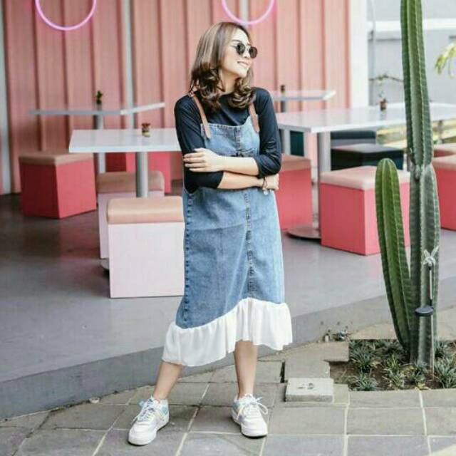 ZENY OVERALL JEANS KOMBINASI WOLFIS | OVERALL JEAN WANITA | OVERALL JEANS SELEBGRAM HITS