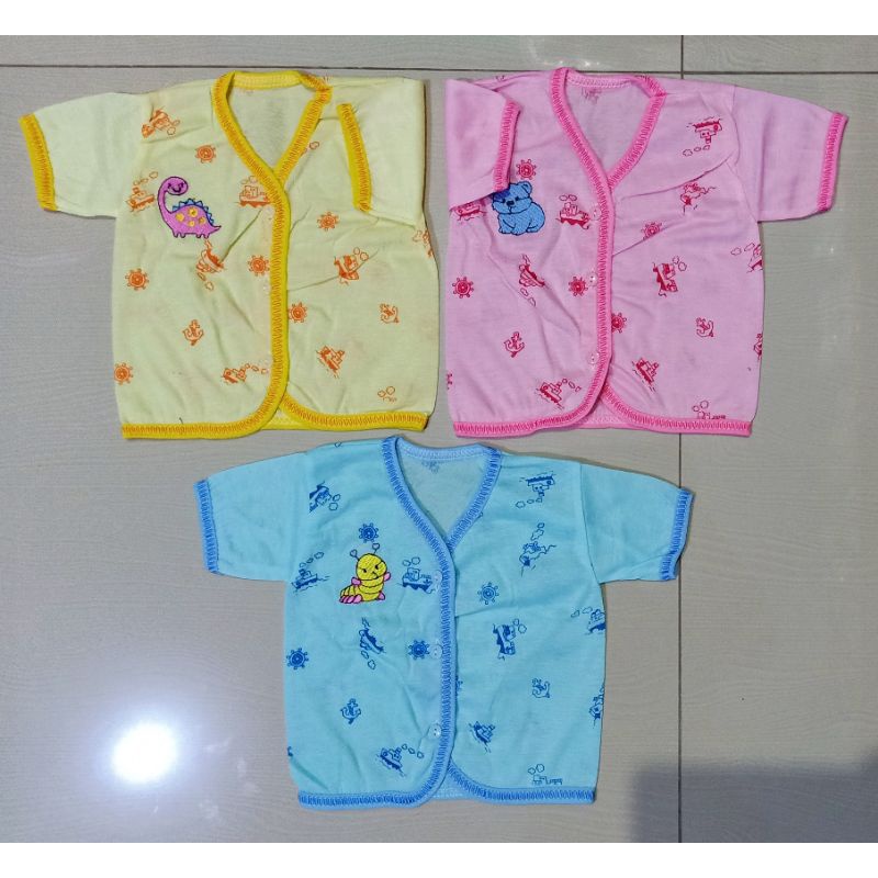 Baju Bayi Baru Lahir Lengan Pendek Katun WARNA Atasan Bayi Ukuran New Born Perlengkapan Bayi Baru Lahir Lusinan