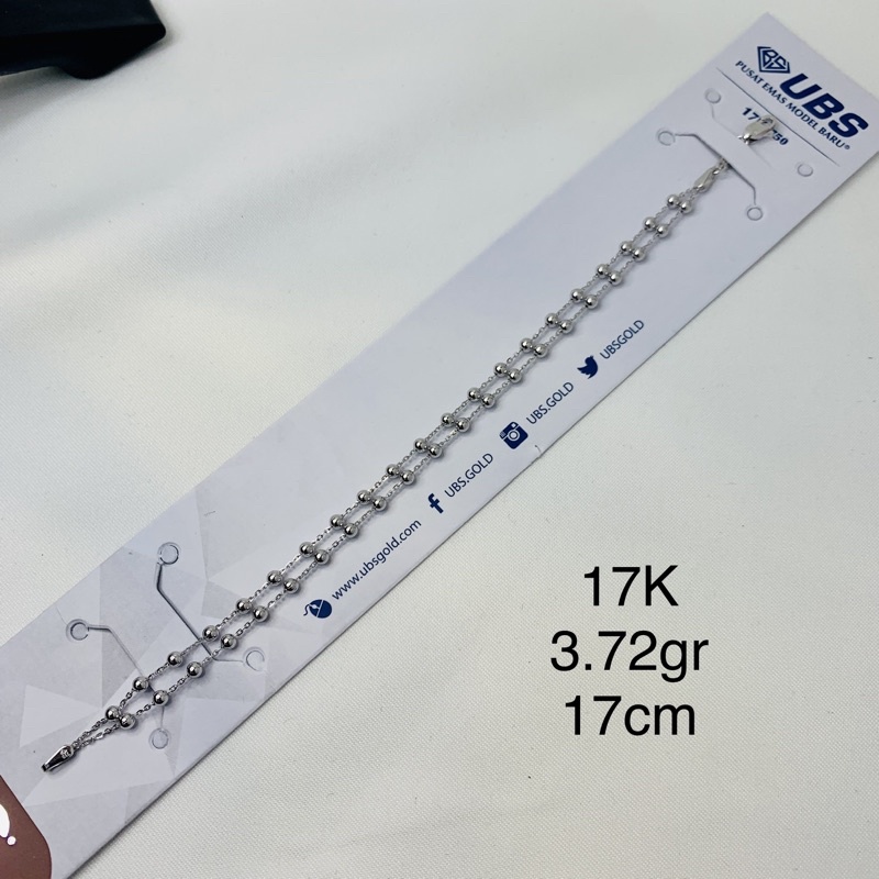 Gelang Jedar 2 Layer Emas Asli Model Merica Putih Kadar 750 17K Bola