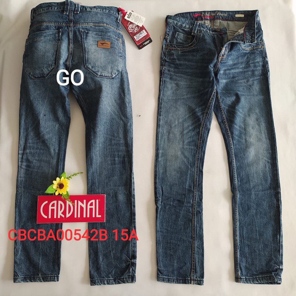 bb F 33 CARDINAL CBCBA Celana Panjang Jeans Reguler Fit Slim Fit Straight Slim Bawahan Laki Dewasa