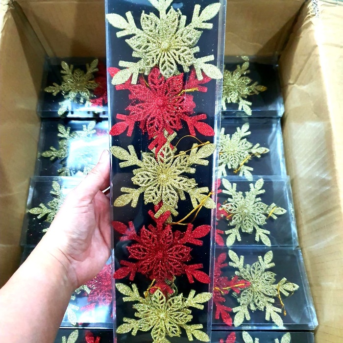 

RUMAH TANGGA DEKORASI MDS985 BUNGA SNOWFLAKE BOX ISI 5 DEKORASI NATAL