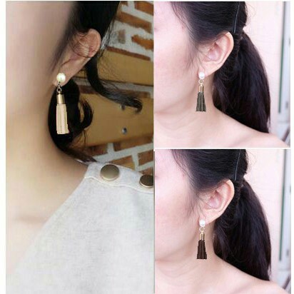 ANTING TUSUK WANITA MASA KINI MODEL MUTIARA KOMBINASI TASSEL 03