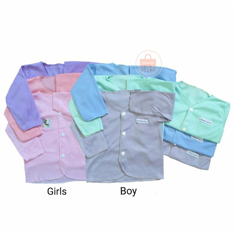(6 Pcs) Baju Bayi SNI Kemeja Panjang Polos Newborn SNI 0-6 Bulan BAJU TANGAN PANJANG FLOWER CART'S