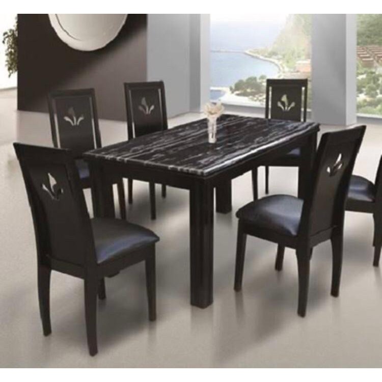 Meja makan marmer minimalis 6 kursi kayu ready stock makassar murah mewah berkualitas