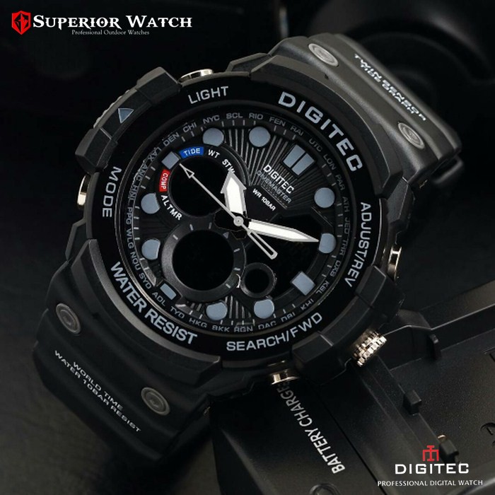 Jam Tangan Pria Sport Anti Air Digitec DG 2092 Original Black Grey