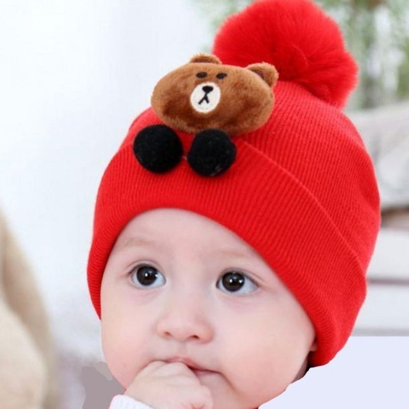 Topi Bayi BONEKA BEAR/Topi kupluk boneka(0-3tahun)