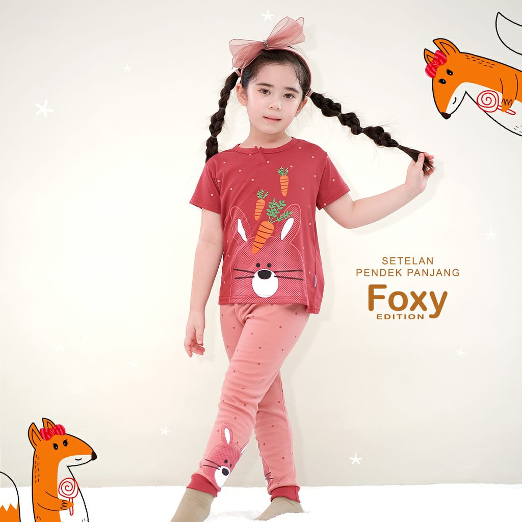 2 setelan Kazel x Zebe Piyama Girl Foxy / Jellyfish / Kelinci Edition (0-12 tahun) CBKS SO