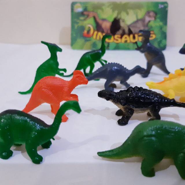 mainan set dinosaurus karet paket dino kebun hewan mini edukatif