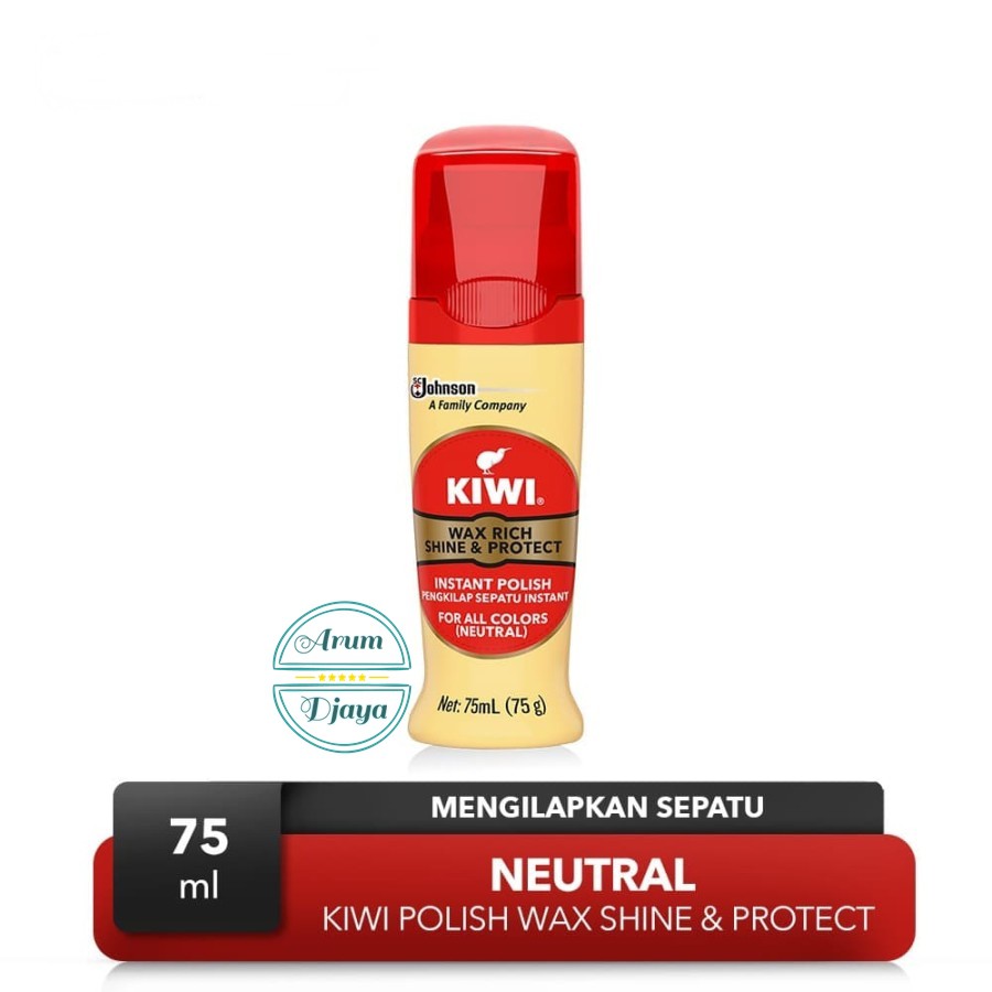 Kiwi Shine &amp; Protect Instant Polish Wax Rich Neutral 75mL Kiwi Semir Sepatu Cair Netral