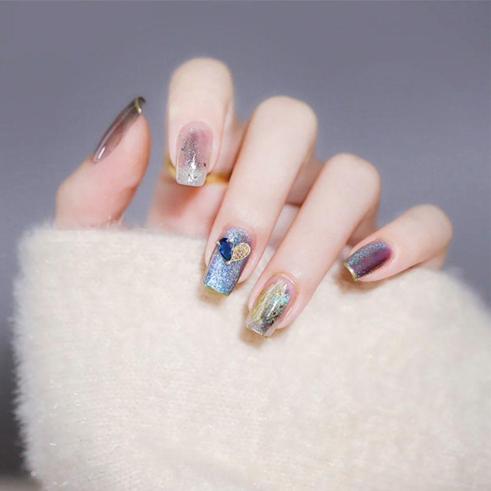 Agustina Glitter Jantung Kuku Pesona Zirkon Elegan Membuat Anting Permata Ornamen Kristal Manikur Aksesoris