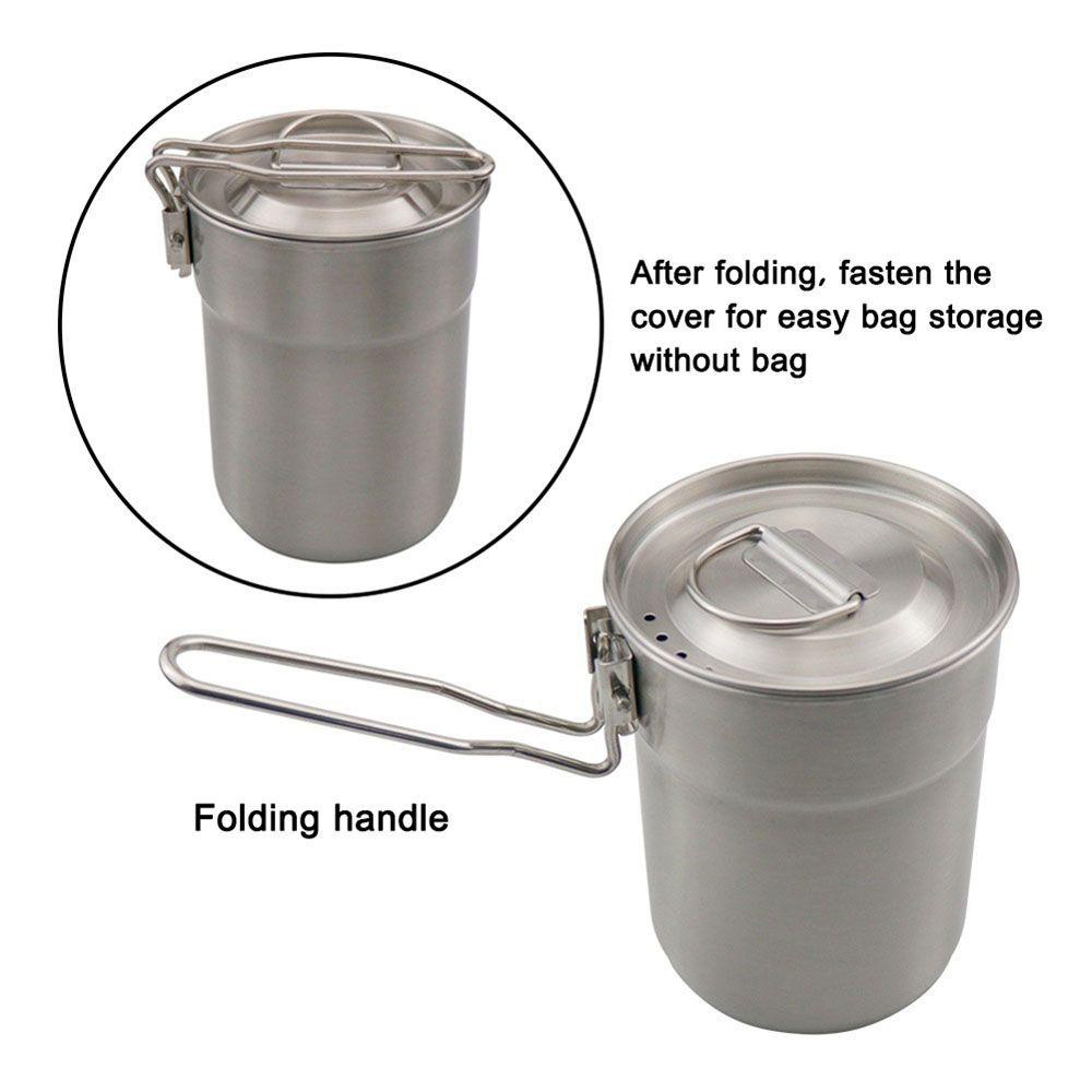 Agustinina Mug Air Portable Pot Pan Outdoor Tools Peralatan Masak Piknik Camping Mug Peralatan Masak Panci Peralatan Makan Cangkir Cangkir Stainless Steel