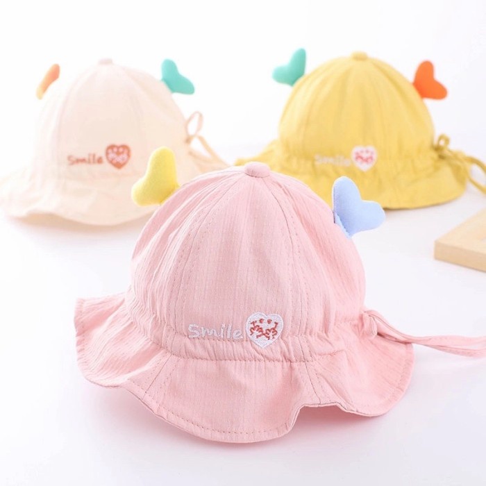 BUCKET ANAK TOPI ANAK SMILE LOVE BUCKET IMPORT LUCU 2 - 5 TAHUN CNA