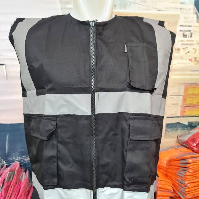 Rompi Safety Proyek Drill HITAM / Rompi Safety Lapangan / Safety Vest HITAM