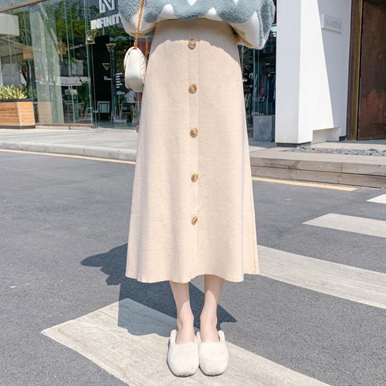 Rok korea rajut span Rok panjang wanita terbaru Rok rajut Rok levis Dress korea Setelan rok muslim