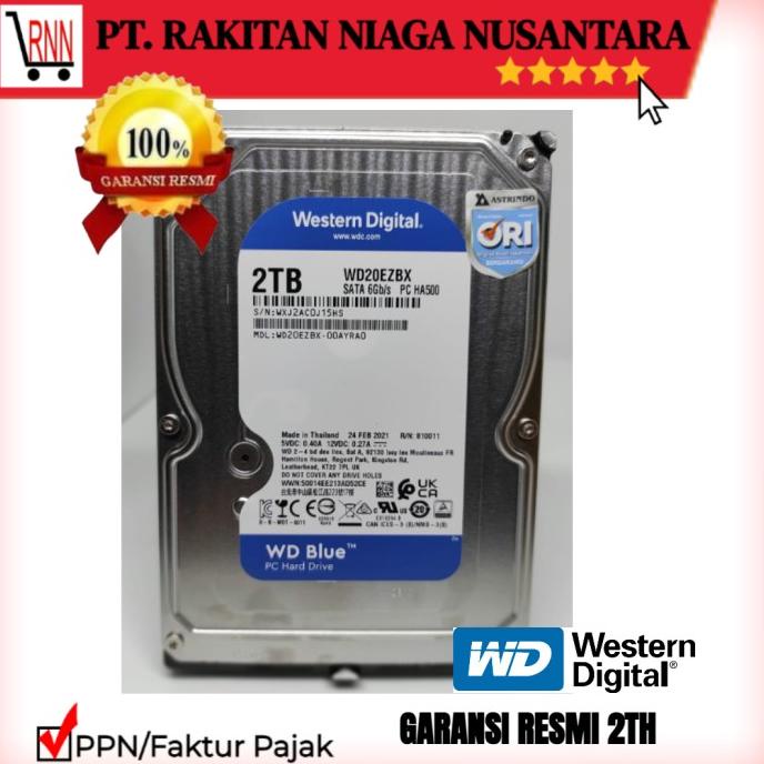 WDC 2TB SATA3 256MB - 7200RPM - Blue - WD20EZBX - Garansi 2 Th