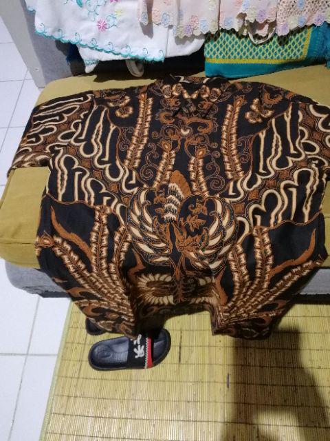 (1kg=4pcs) Kemeja Batik Lengan Panjang Batik Ori Nareswari Gurdo Sogan Batik Solo Seragam Batik