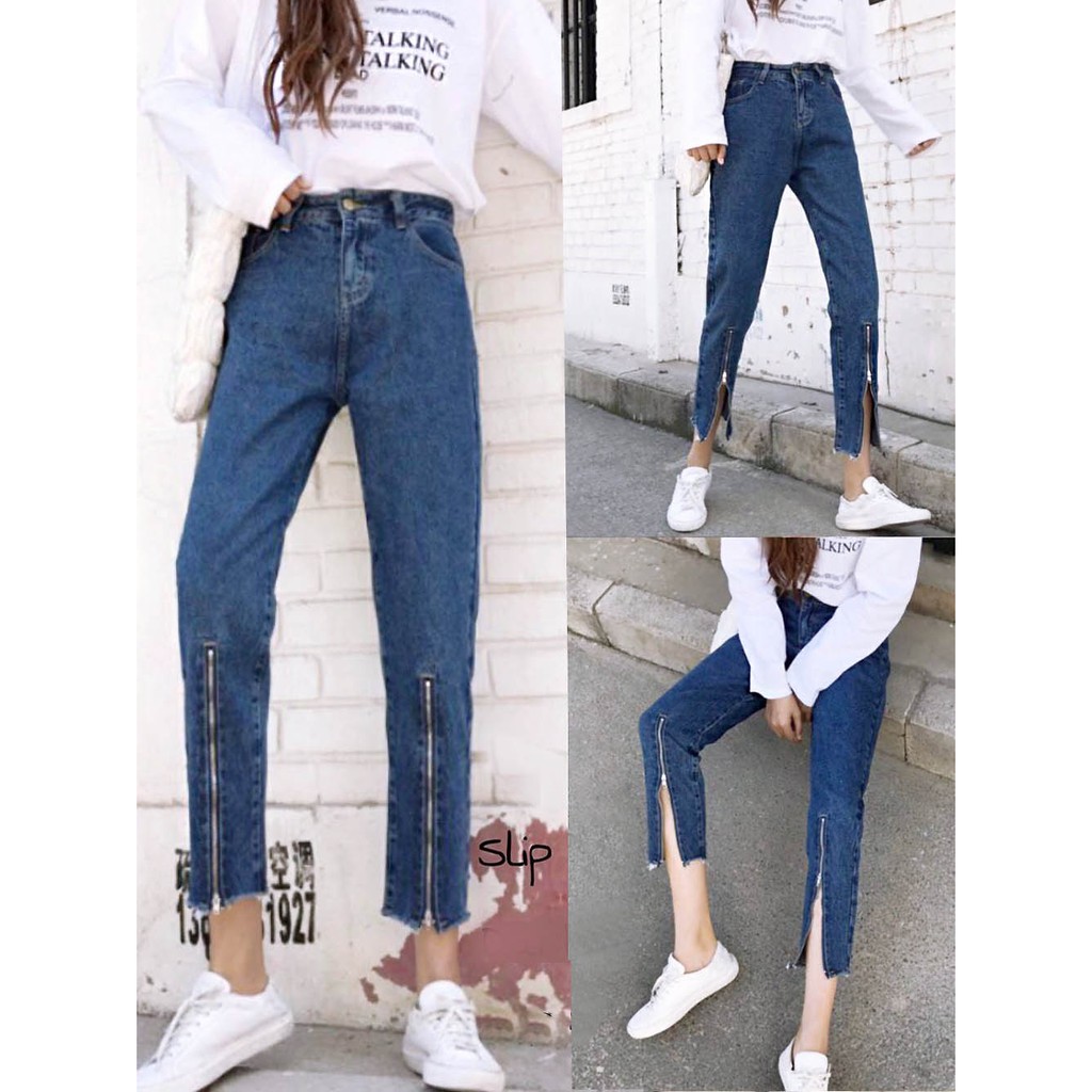  Celana  Boyfriend Jeans  Wanita  CB Zipper Small Jumbo  UK27 